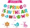 Spring is in The Air Banner Hello Spring Party Decorations Flower Bunny Bird Butterfly Sign Garland for Welcome Spring Happy Easter Festival Colorful Glitter Party Supplies